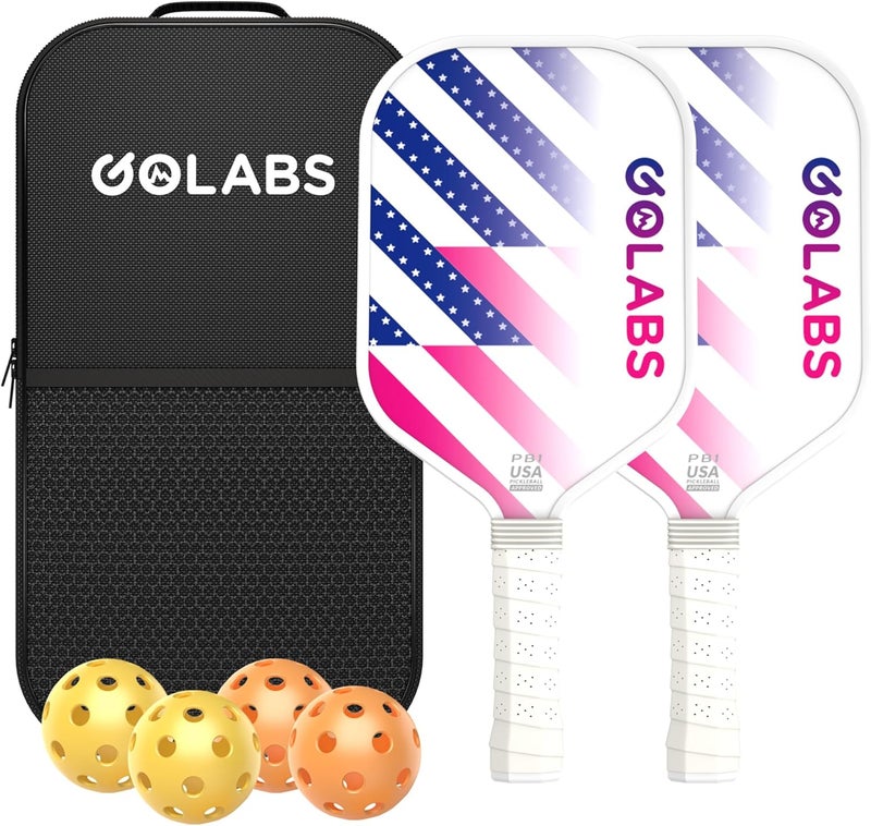 GOLABS PB1 Pickleball Paddles Set of 2, Durable Fiberglass Surface& 16mm STR-Core Power Polymer Core, USAPA Approved, 8oz Lightweight & Comfort Anti-Slip Elongated Grip for Increased Power and Spin - Image 1